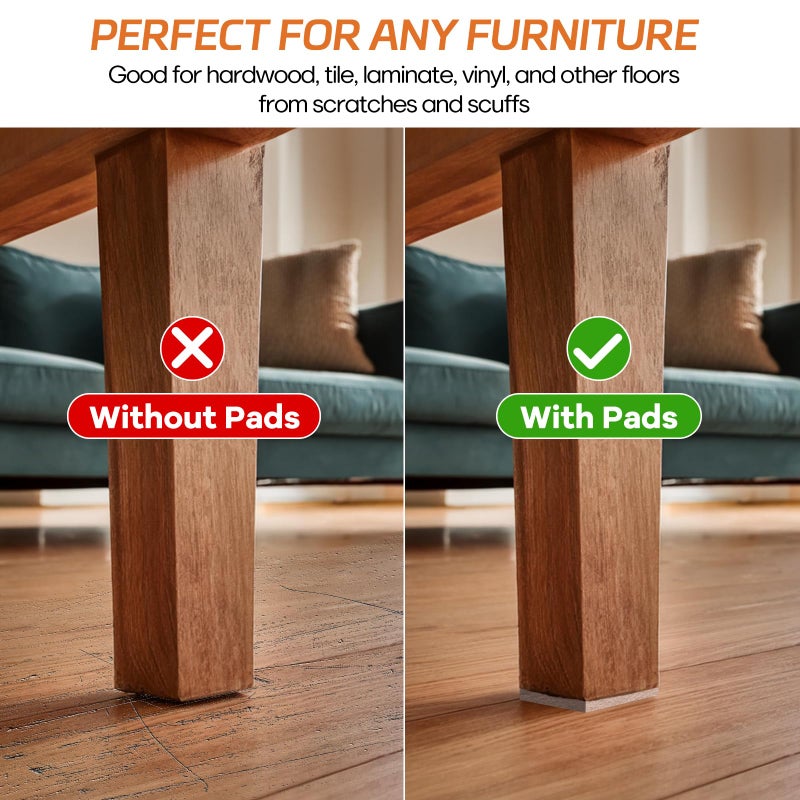 BAIPOK Felt Furniture Pads 10pcs 8" x 6" Self Adhesive Cuttable Furniture Felt Pads, Anti Scratch Floor Protectors for Furniture on Hardwood Floor, Beige - Image 3